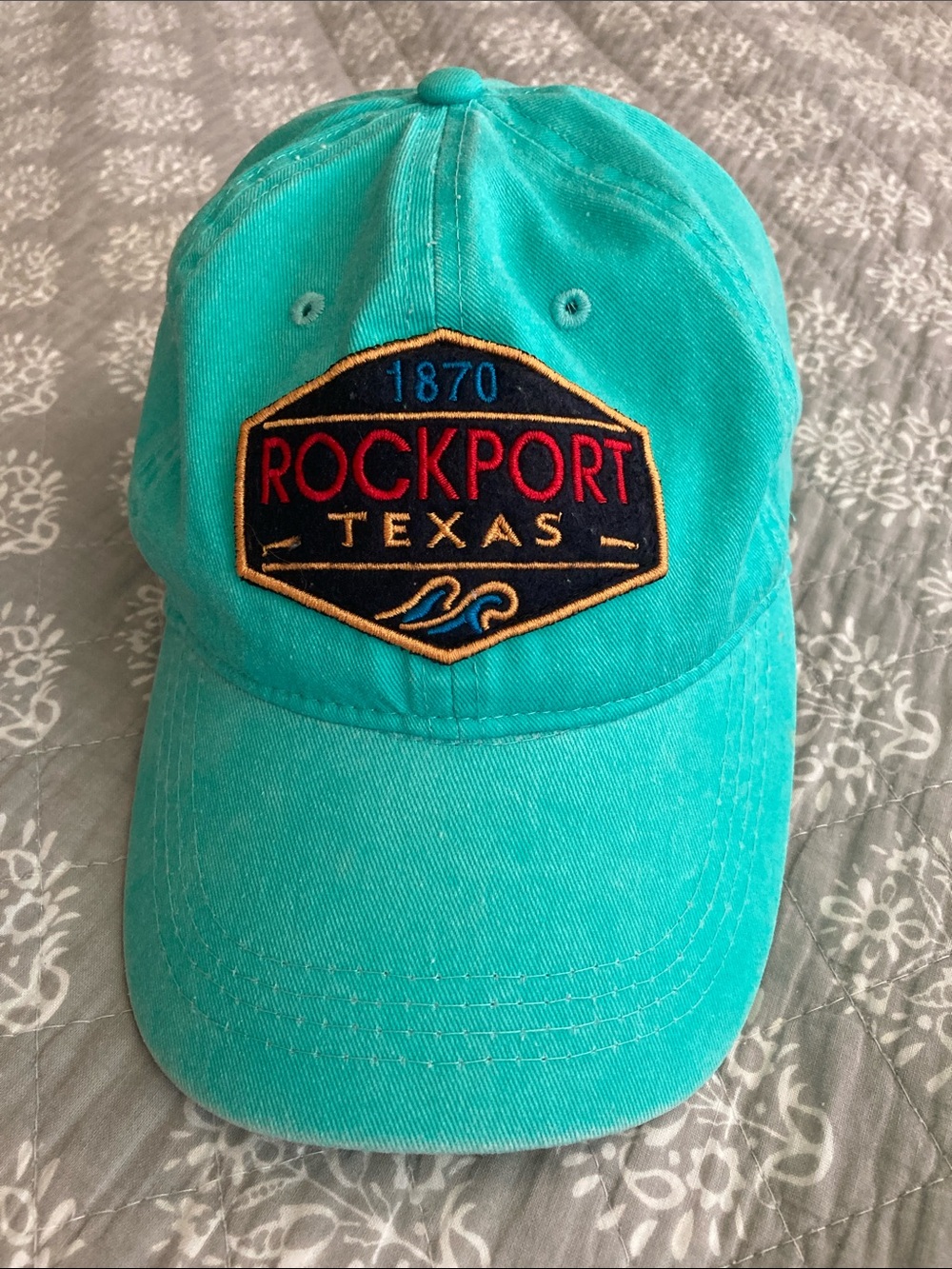 EUC Rockport Texas hat cap green Velcro adjustable back
